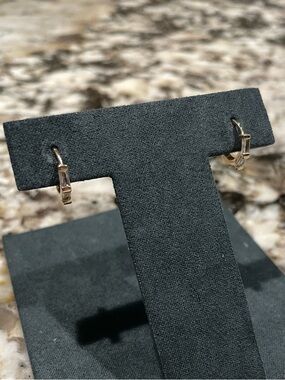 Anthropologie Gold Tone Baguette-Accent Mini Hoop Earrings